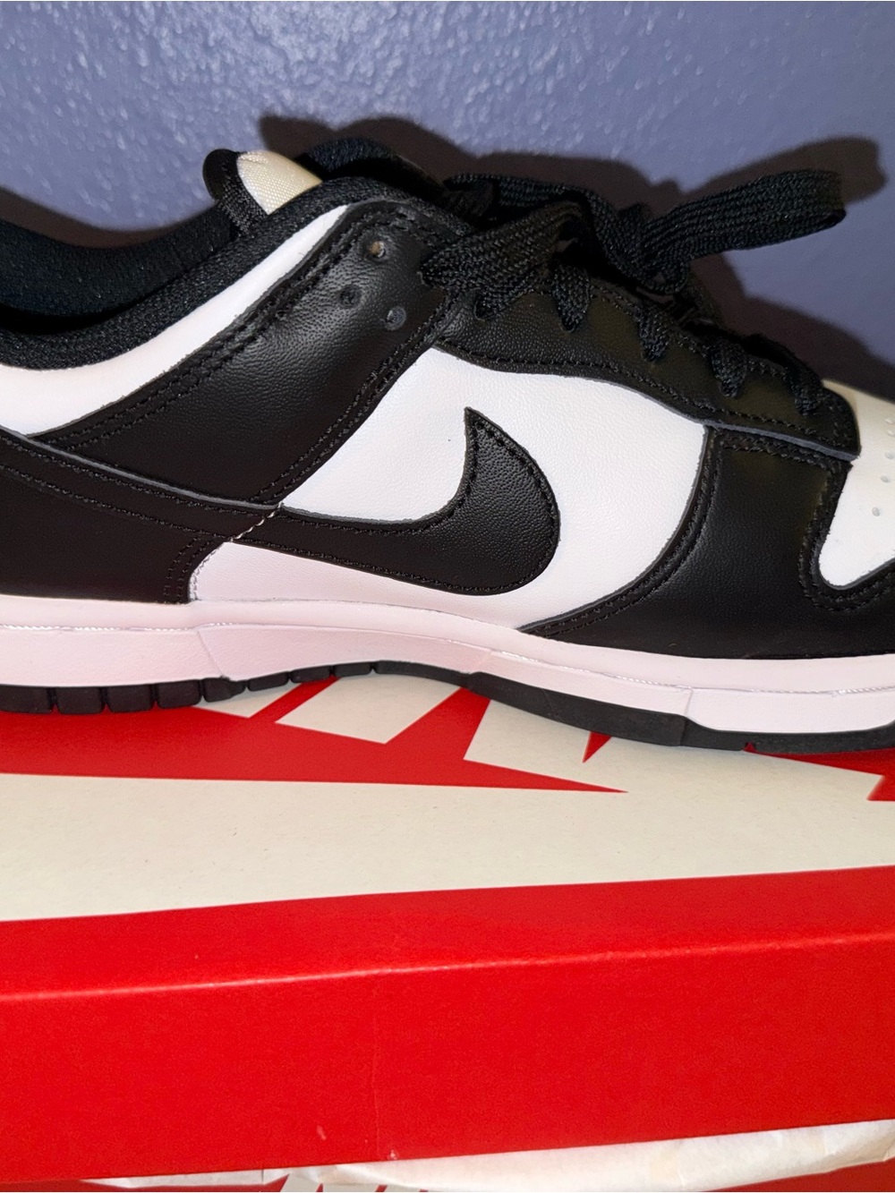 Nike Red and White Shoe Box Label — W Nike Dunk Low